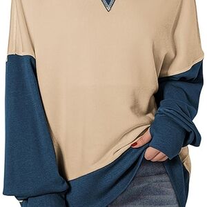 Two-Tone Beige and Blue Utility Jacket